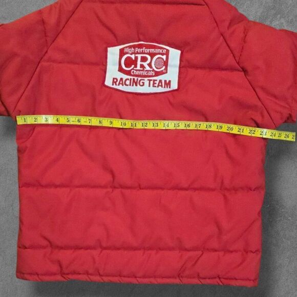 Vintage CRC Racing Puffer Red Quilted Mens Large Zip Up Jacket - Picture 6 of 6